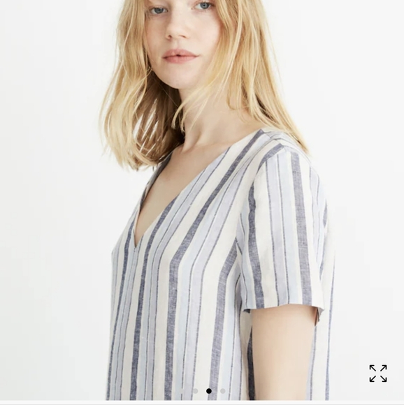 Madewell Blue and White Striped Linen Dress Sz.M - Picture 3 of 10